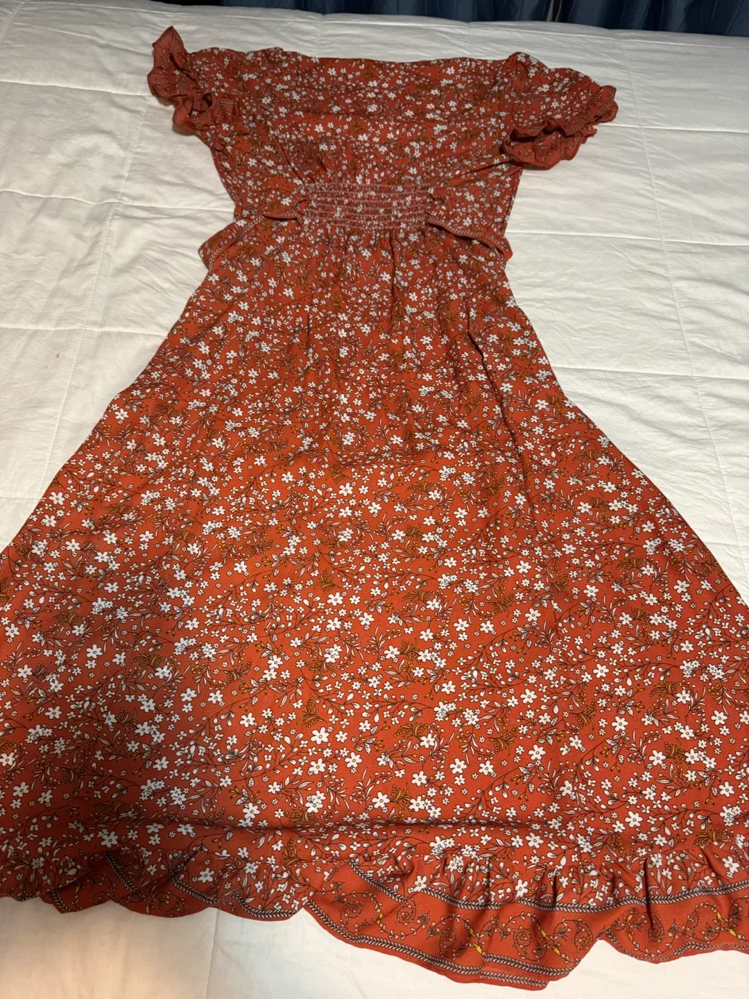 Max Studio Orange Floral Print Midi Dress Size S - photo 2