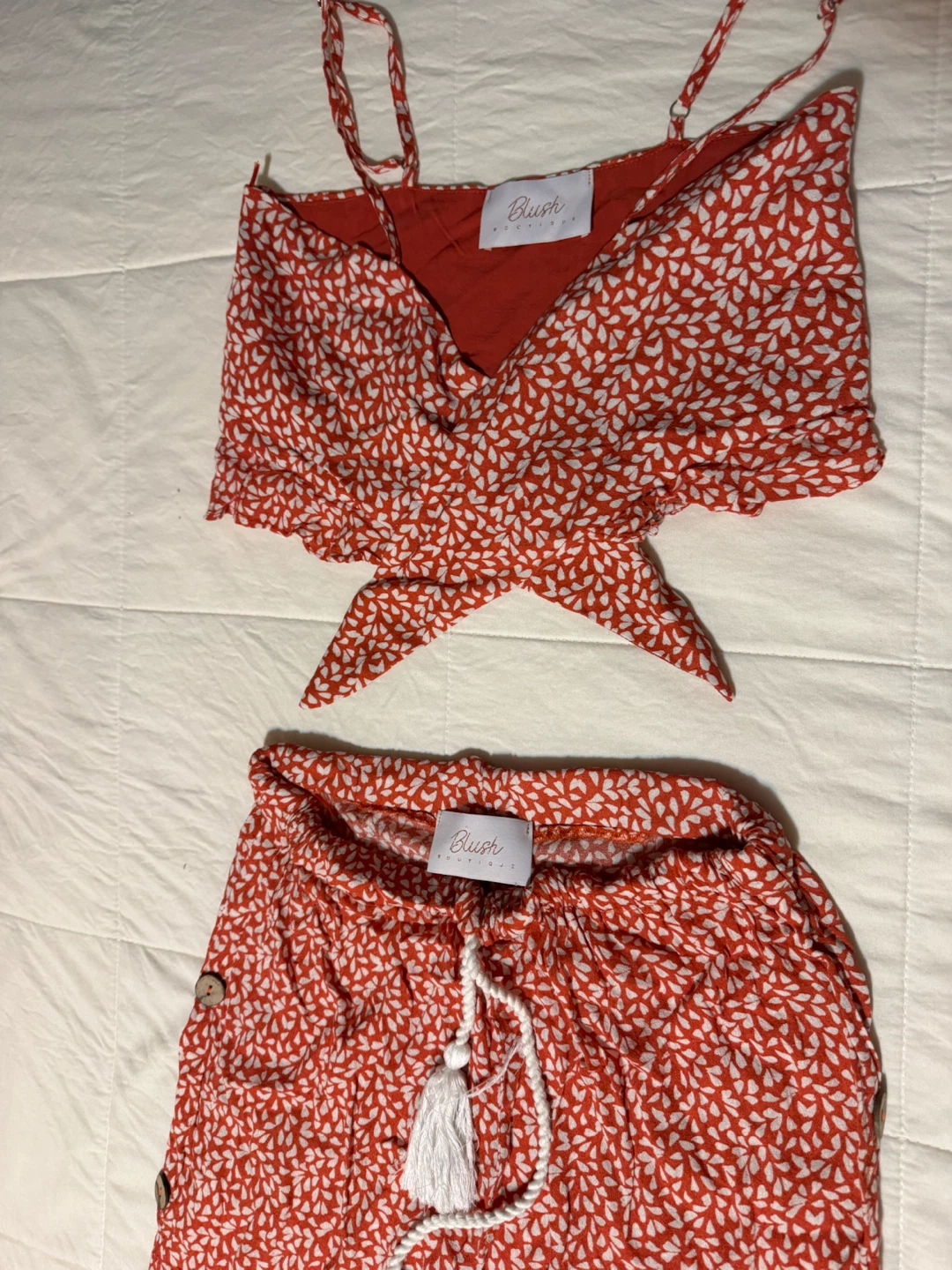 Blush Boutique Red Floral Crop Top & Pants Set - photo 2