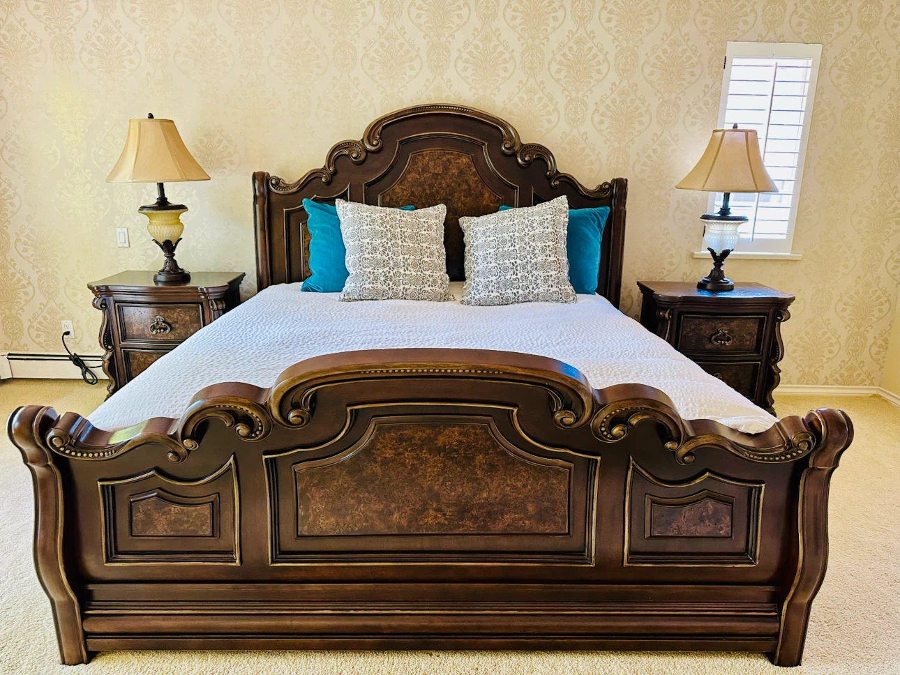 Ashely brand - Dark Wood Nightstand with Two Drawers