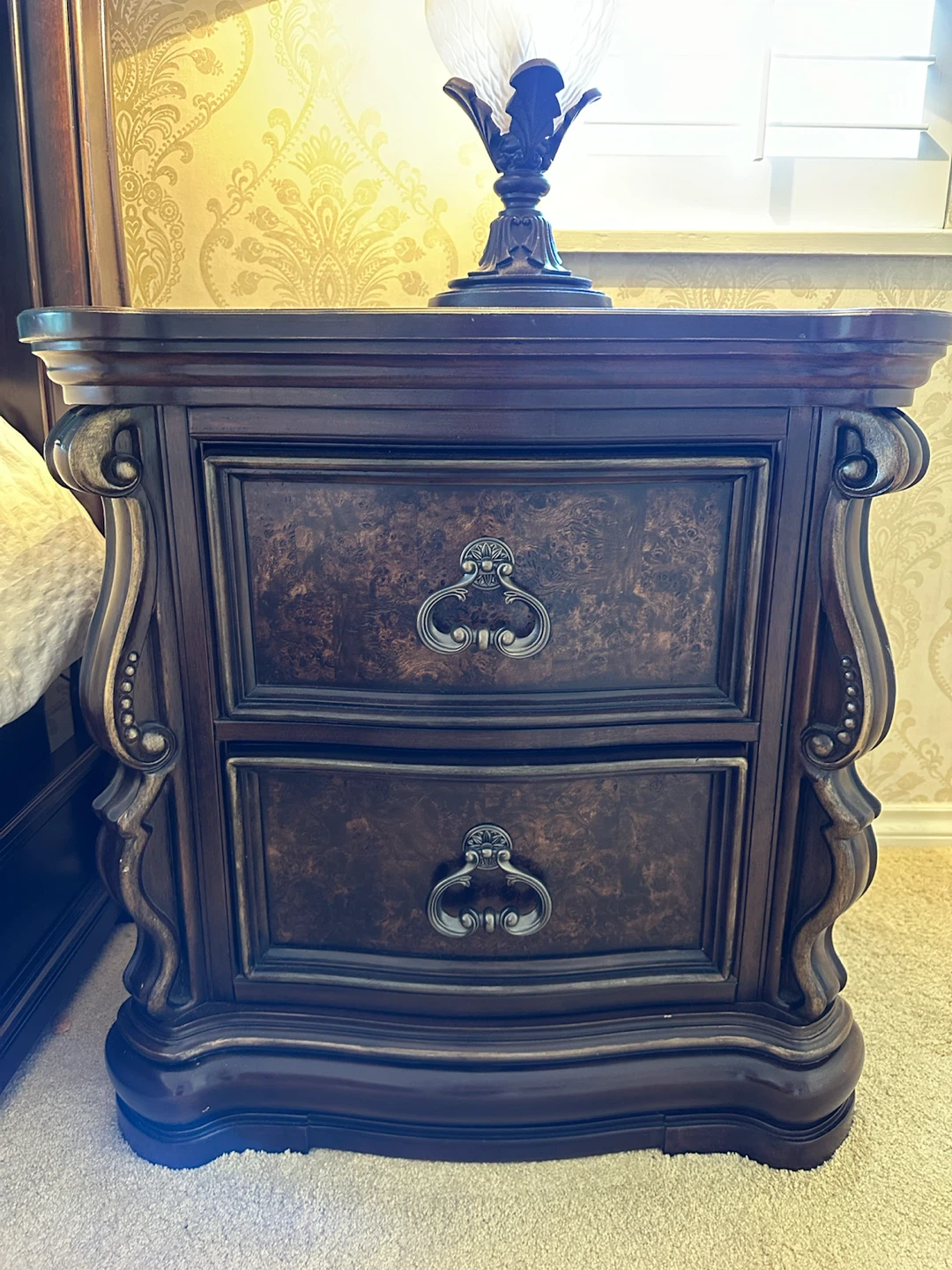 Ashely brand - Dark Wood Nightstand with Two Drawers - photo 4
