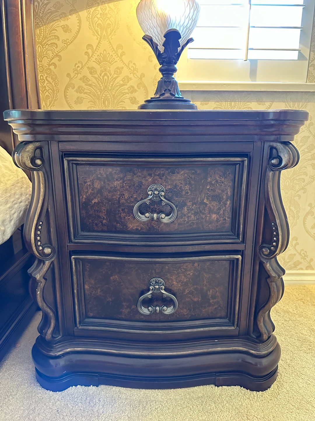 Ashely brand - Dark Wood Nightstand with Two Drawers - photo 5