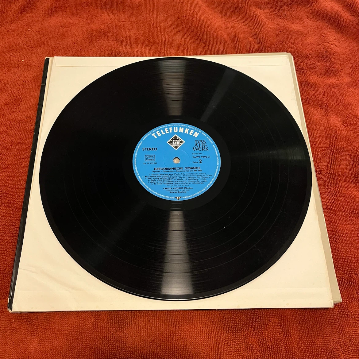 Telefunken Gregorian Chant Vinyl Record - photo 2