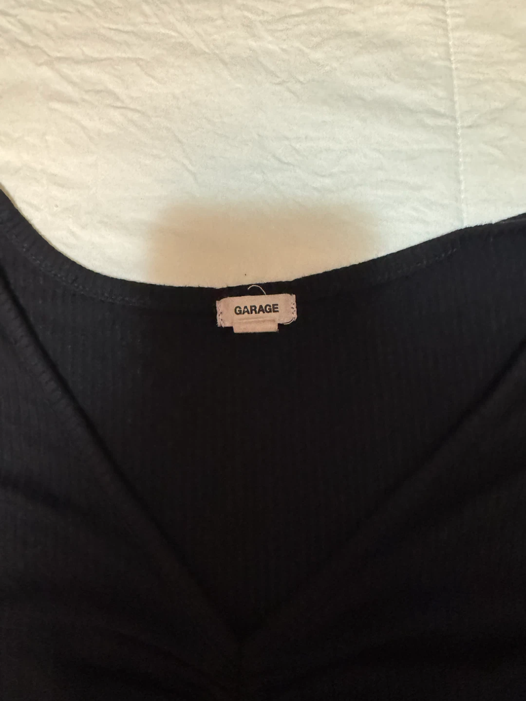 Garage Black Ruched V-Neck Top - photo 2