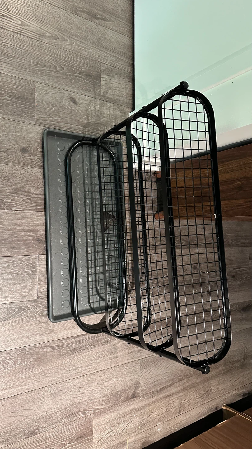 Black Metal Magazine Rack with Tray