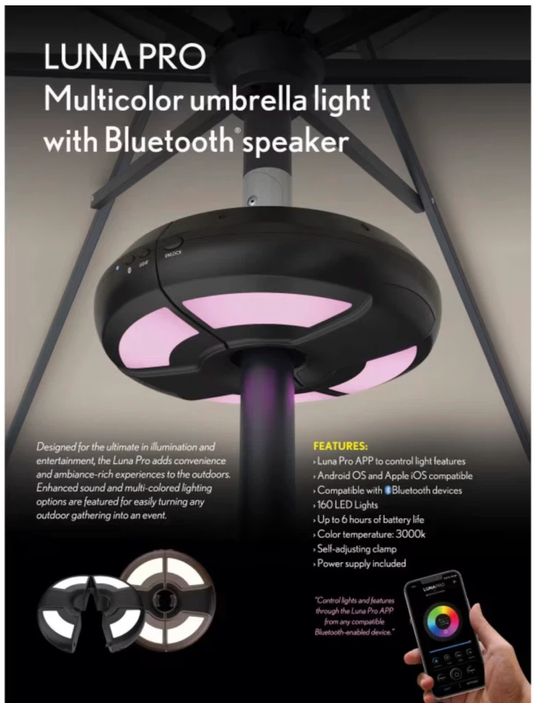 Umbrella Light & Bluetooth Speaker - photo 5