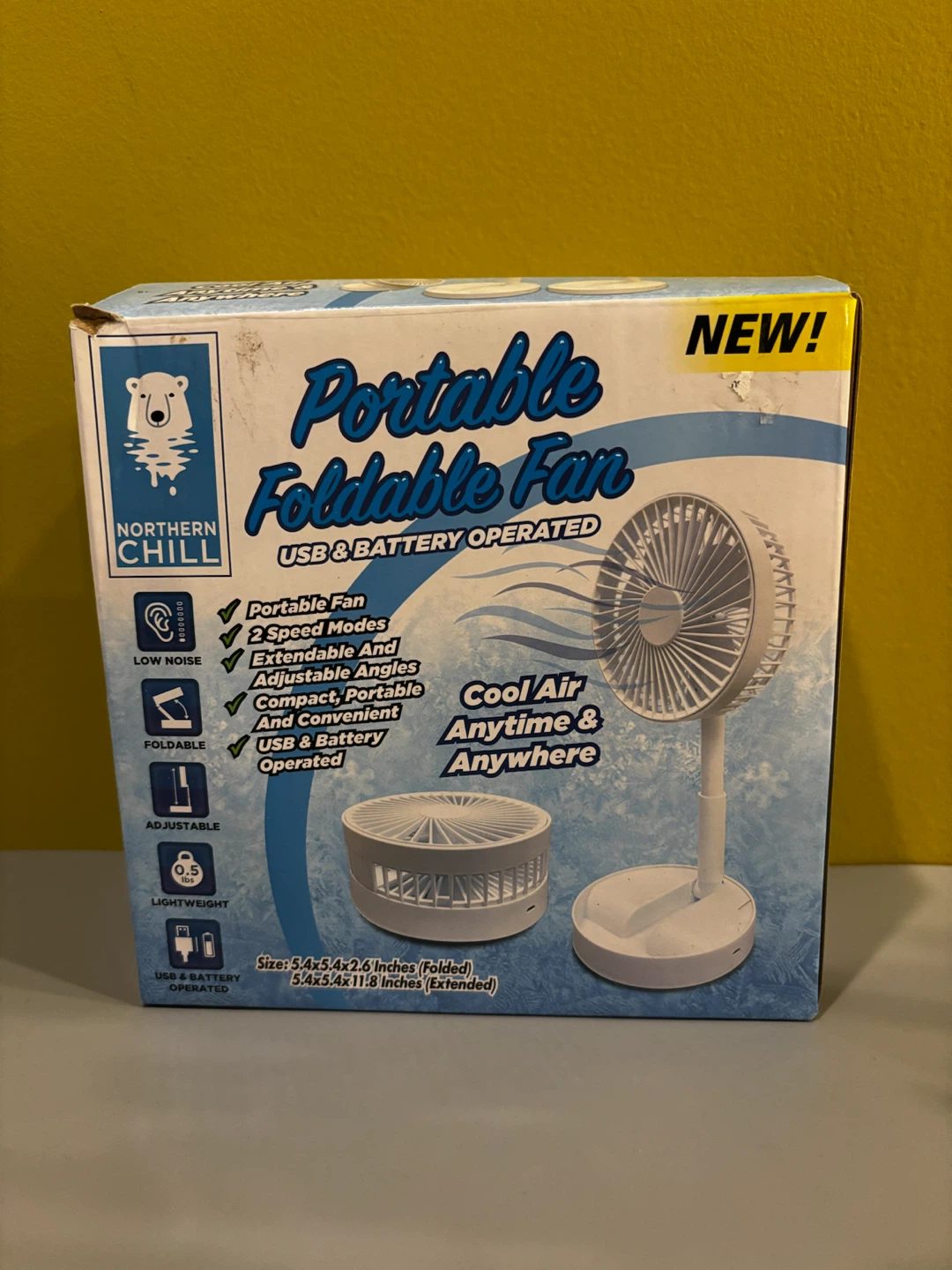 Northern Chill Portable Foldable Fan - USB & Battery Operated