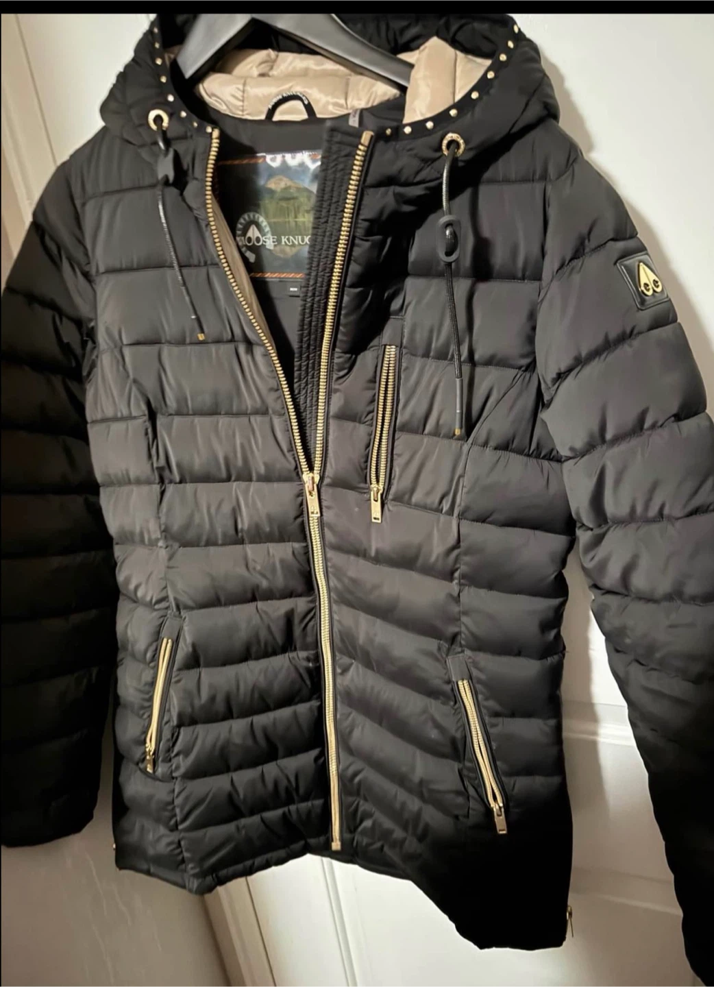 Moose Knuckles Black Puffer Jacket with Gold Accents - photo 2