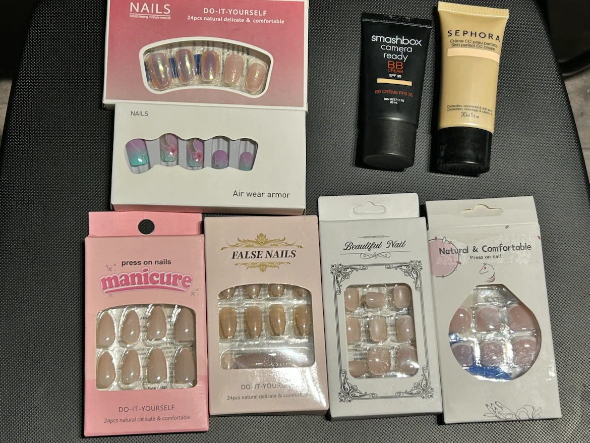 Assorted Press-On Nails & Makeup Lot