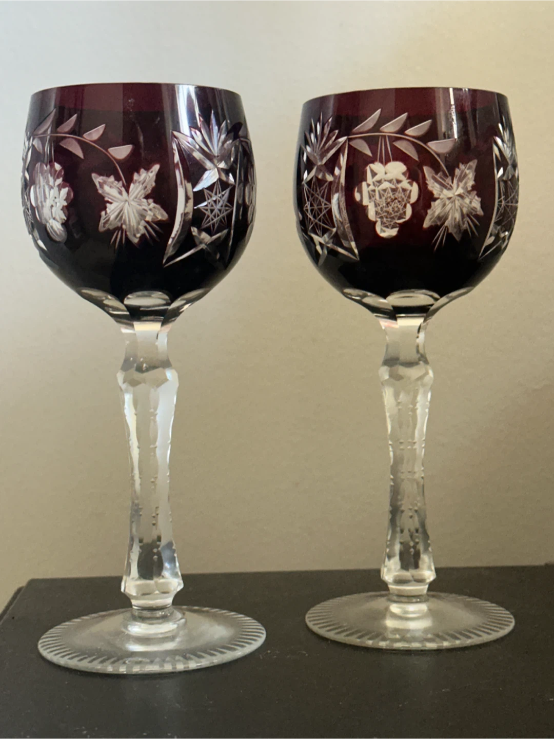Pair of Nachtmann Traube Wine Glass  Bohemian Crystal