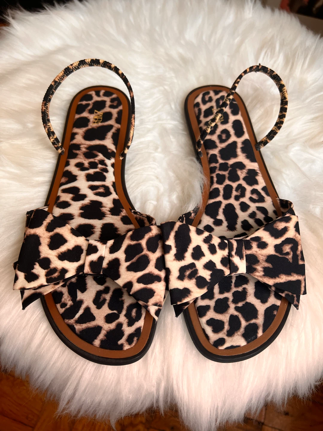 Zara Leopard Print Bow Sandals