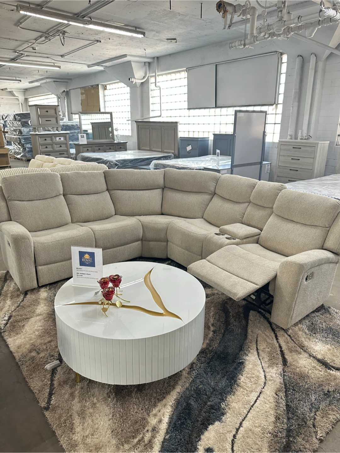 Grey manual reclining sectional (new)