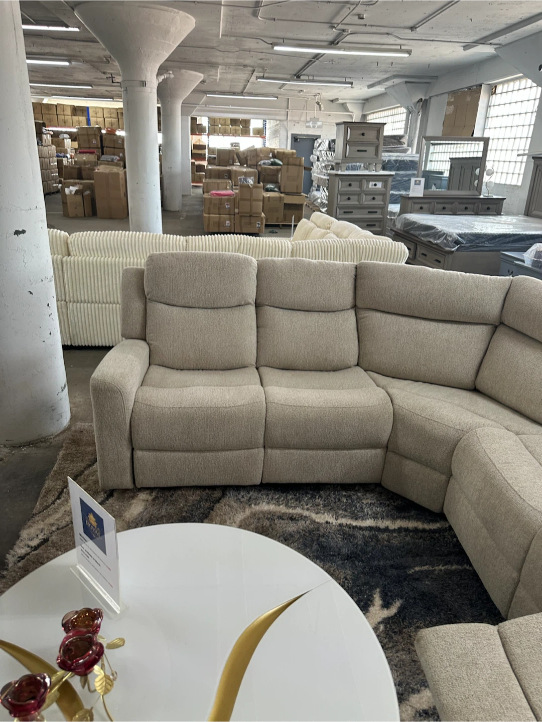 Grey manual reclining sectional (new) - photo 3