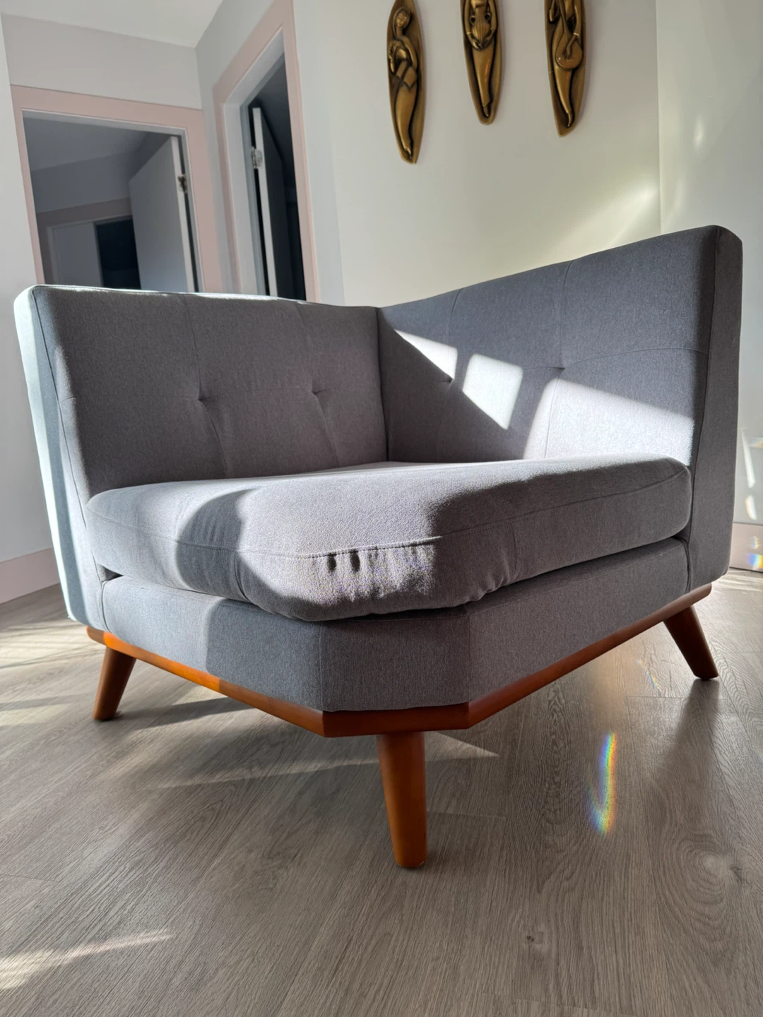 2 Grey Fabric Corner Sectional Chair - photo 2