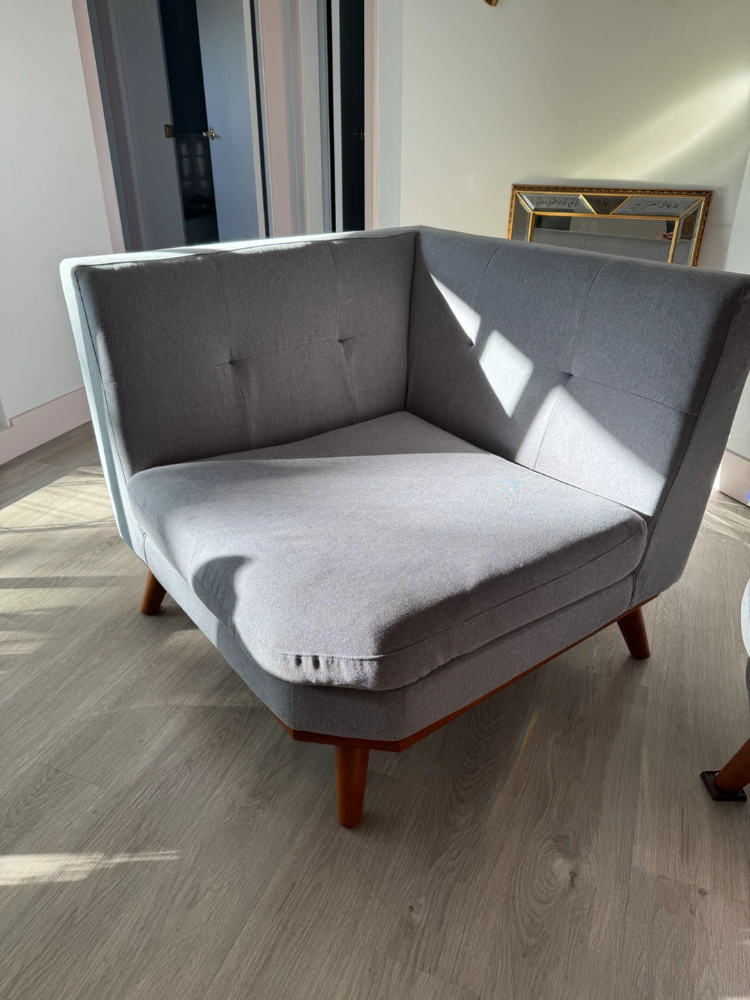 2 Grey Fabric Corner Sectional Chair - photo 4