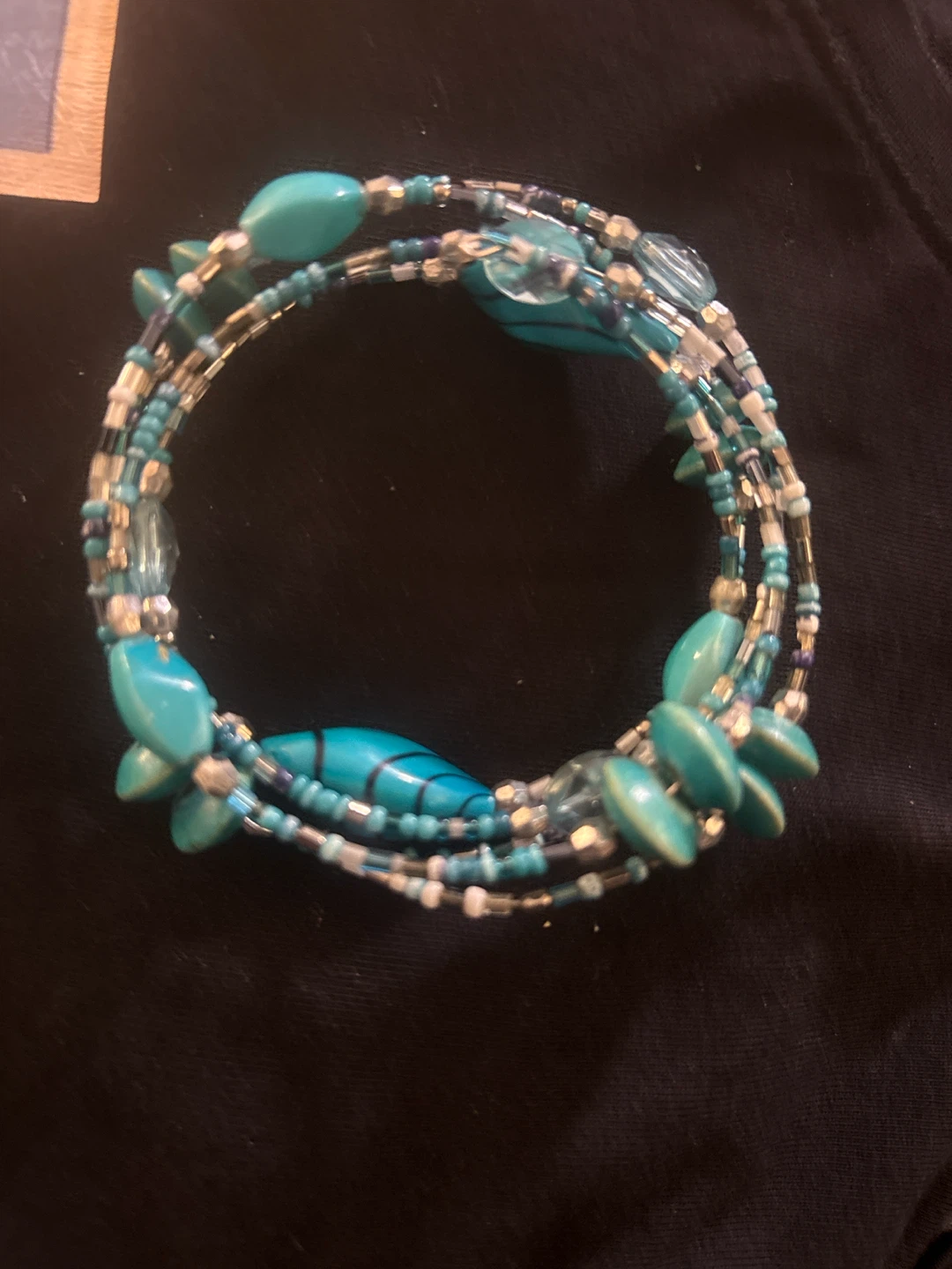 Turquoise Beaded Coil Bracelet
