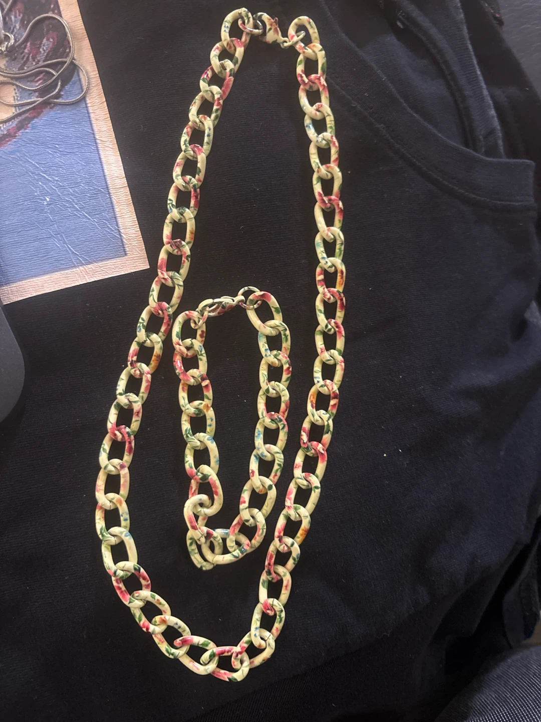 Floral Chain Necklace and Bracelet Set
