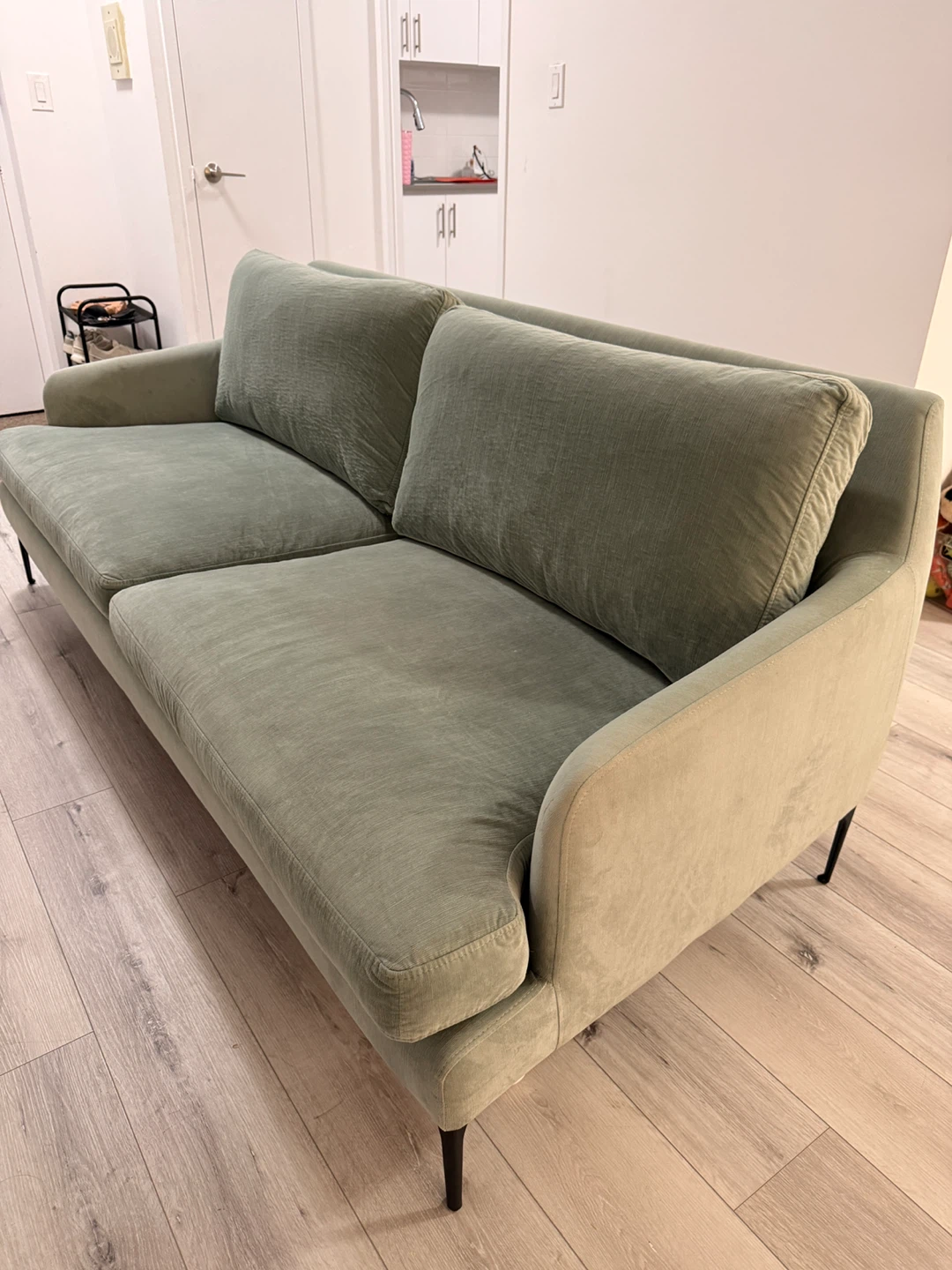 Light Green Velvet Sofa - photo 2