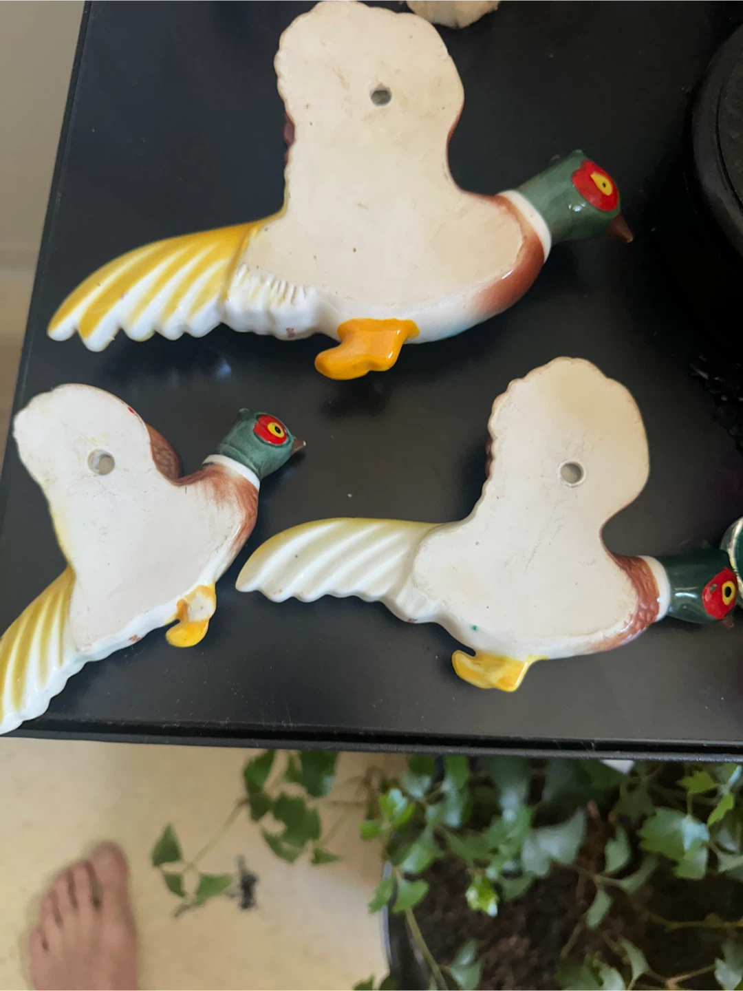 Set of 3 vintage ceramic Pheasant wall hangers - photo 5