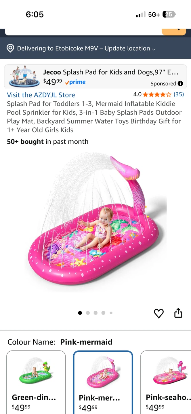AZDYJL 3-in-1 Inflatable Mermaid Sprinkler Pool - photo 3