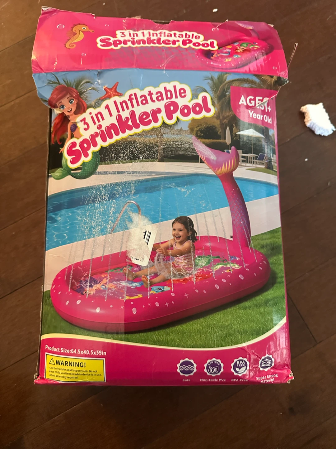 AZDYJL 3-in-1 Inflatable Mermaid Sprinkler Pool - photo 5