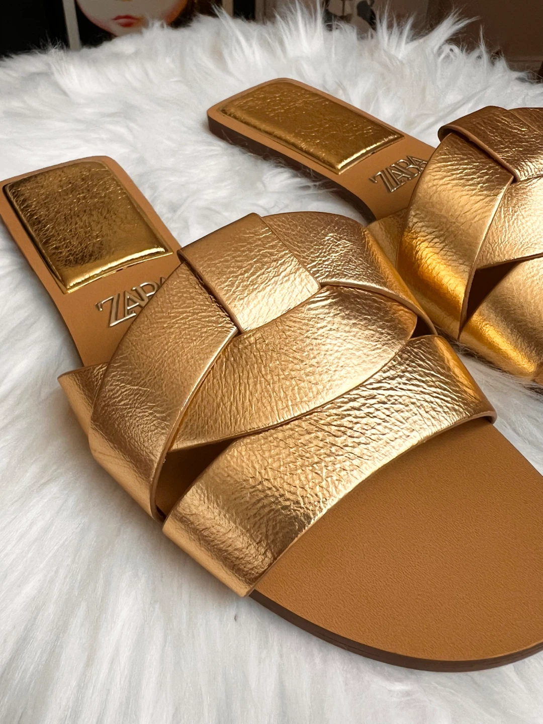 Zara Metallic Gold Slide Sandals - photo 3