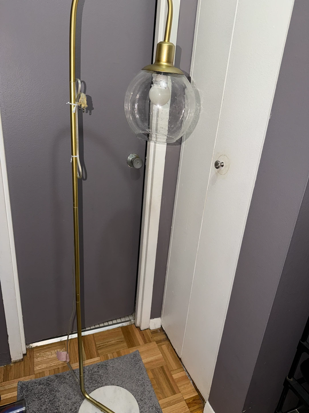Gold Arc Floor Lamp with Globe Shade - photo 2