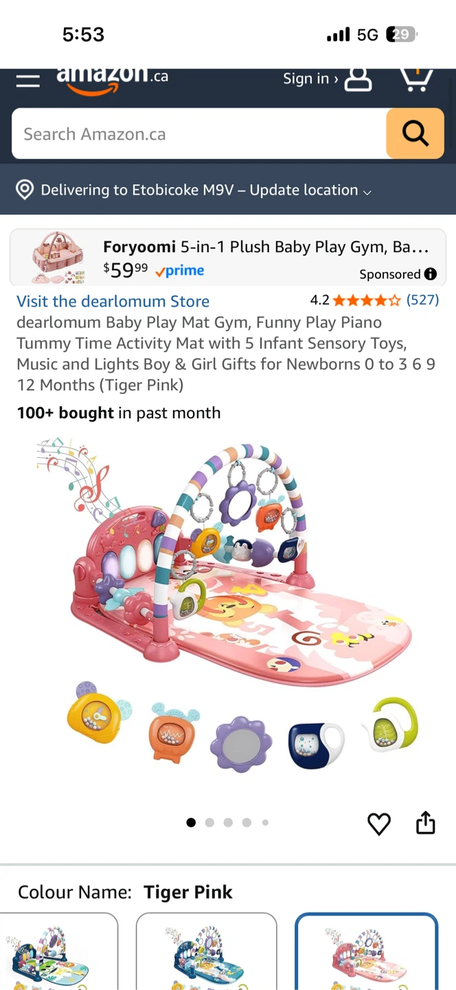 Foryoomi 5-in-1 Plush Baby Play Gym