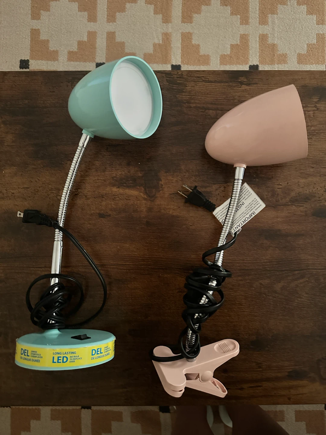 LED Desk Lamp Set - Mint Green & Pink