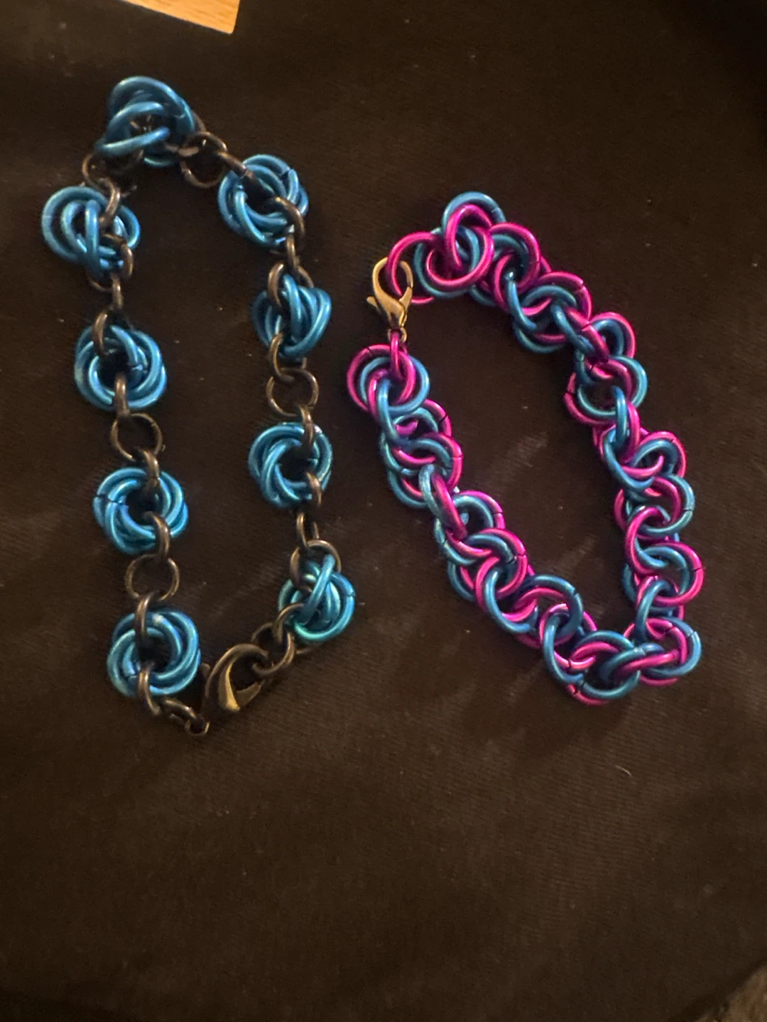 Handmade Chainmail Bracelets - Blue & Pink