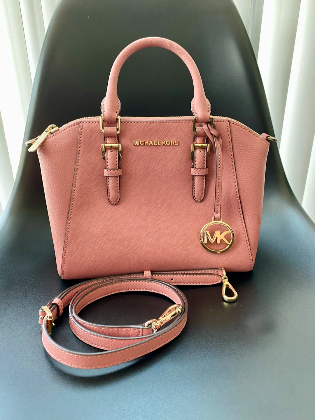 Michael Kors Pink Satchel Handbag with Crossbody Strap