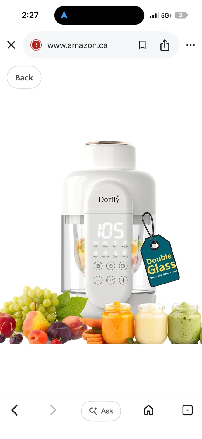 Dorfly Baby Food Maker Glass 12oz Steamer & Blender - photo 2