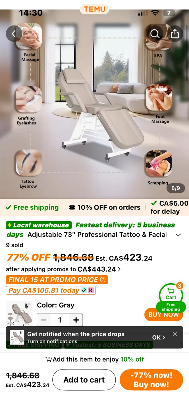 Portable Massage Table with 2 Tier Storage