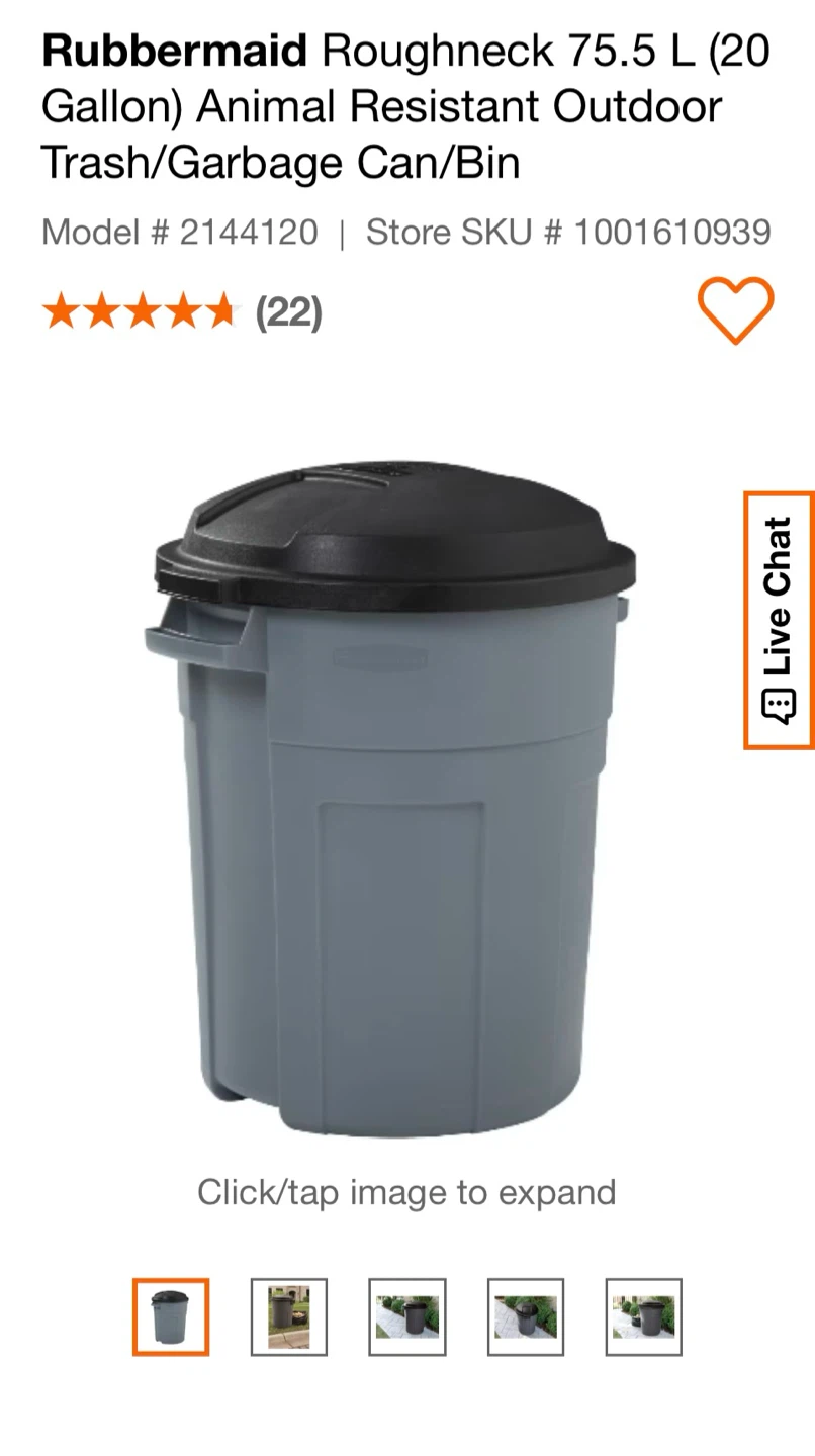Rubbermaid Roughneck 75.5 L Outdoor Trash Can