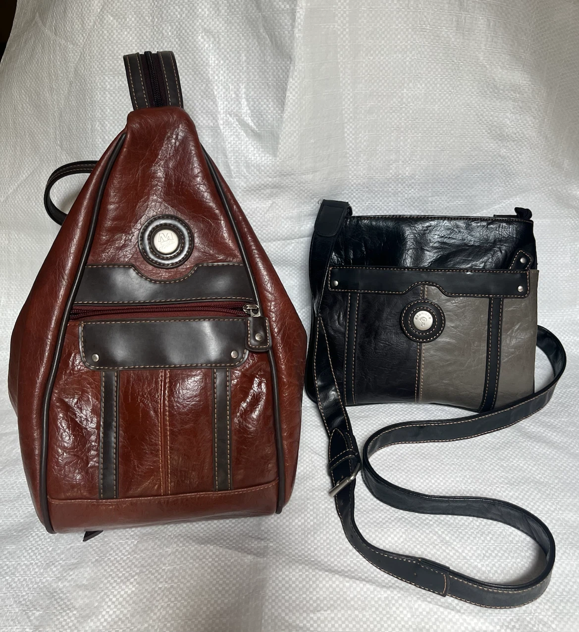 Brown & Black Faux Leather Handbags