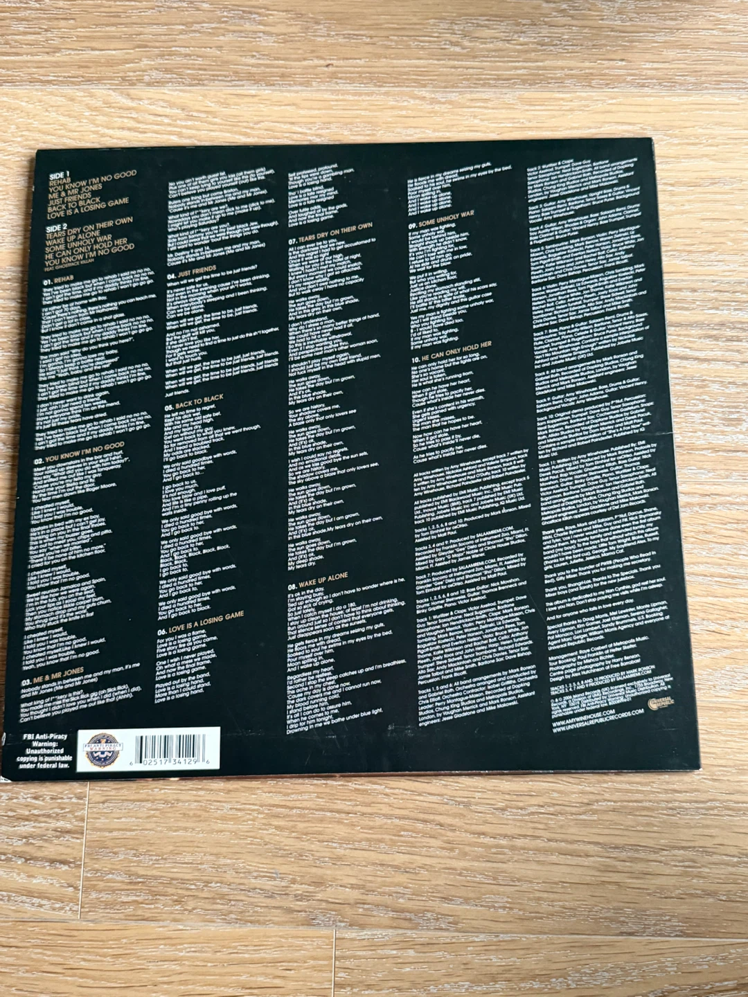 Amy Winehouse Back To Black Vinyl Record - photo 2