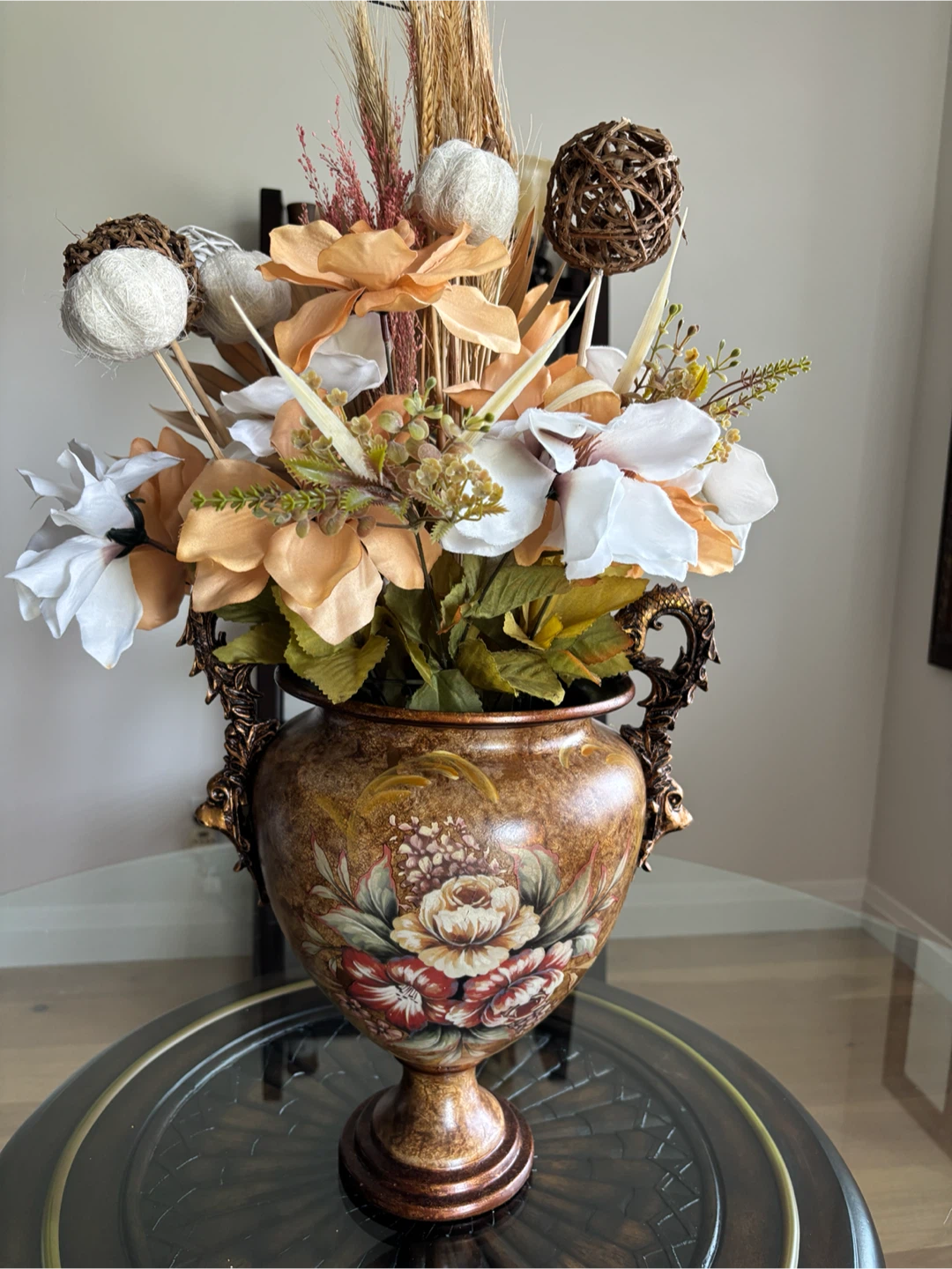 Decorative Vase with Artificial Floral Arrangement