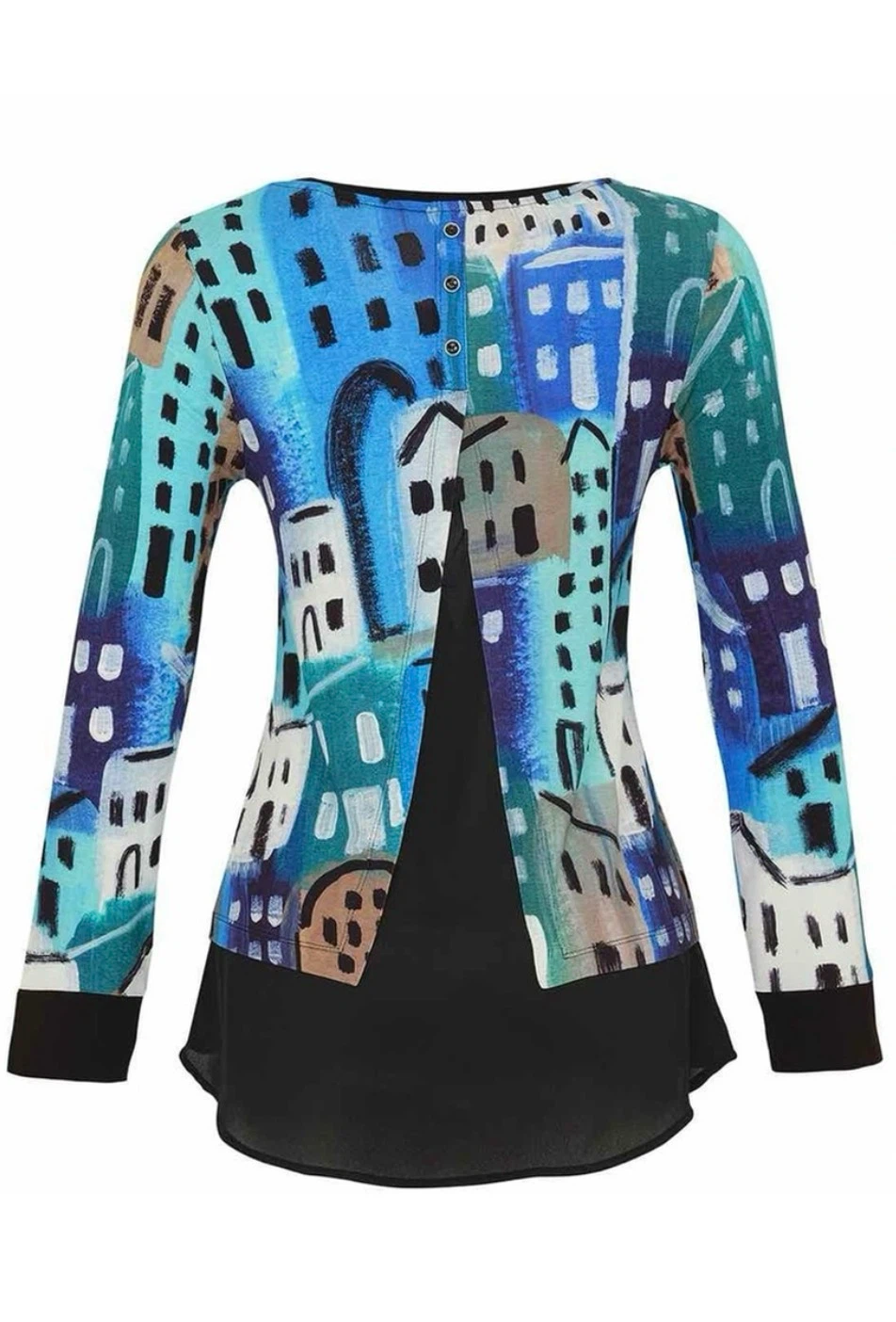 Dolcezza Abstract City Long Sleeve Top - Women's Size Small - photo 2