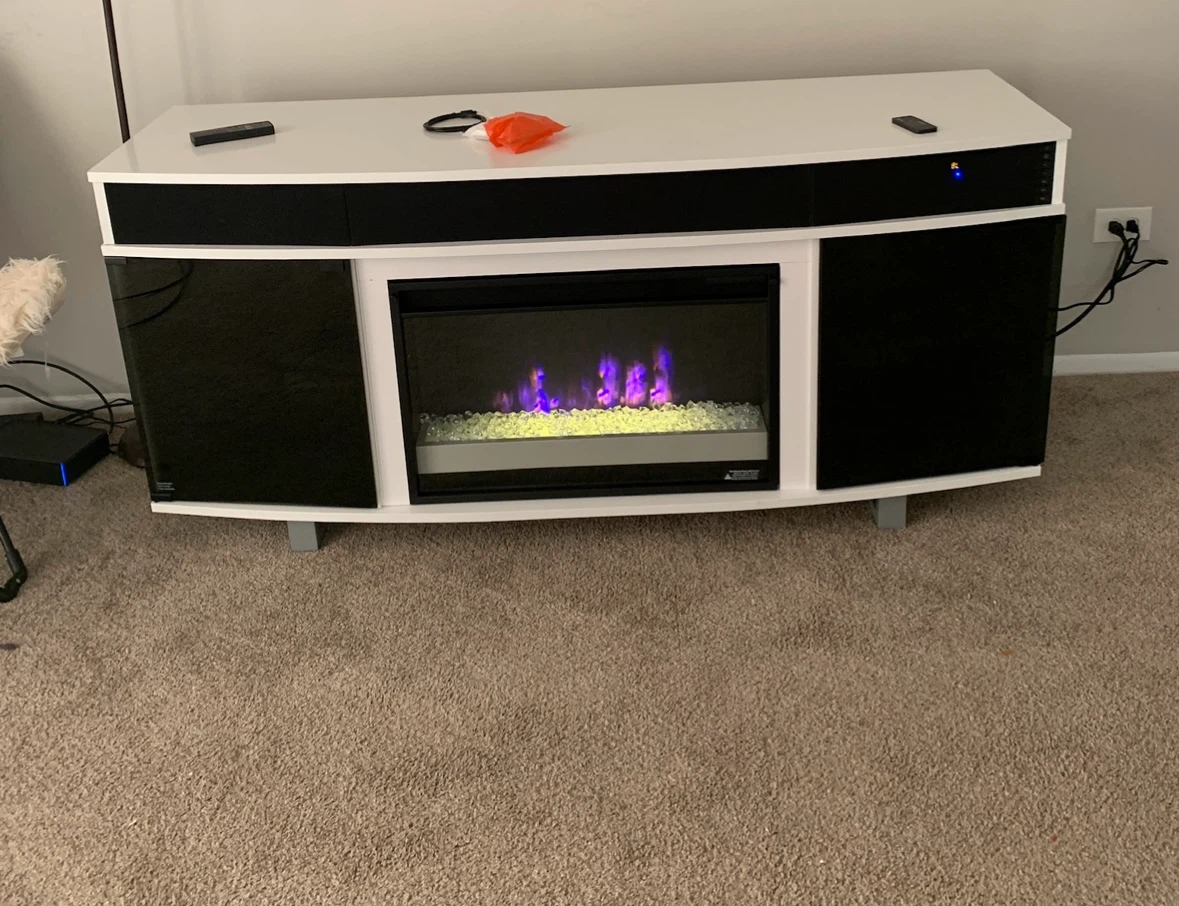 OBO: White Entertainment Stand with Electric Fireplace