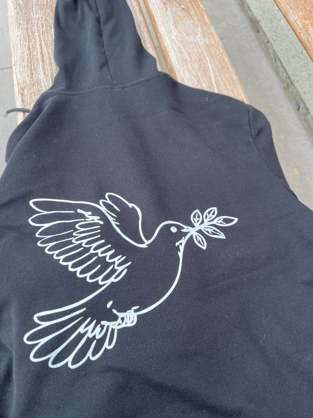 Black Hoodie with Peace Dove image - photo 3