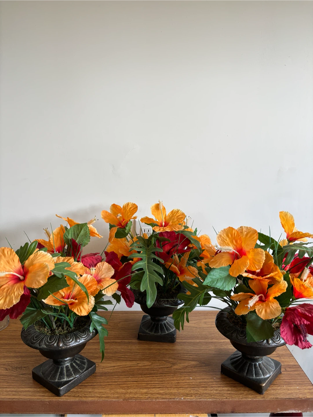 Artificial Hibiscus Flower Arrangement in Urn Vase
