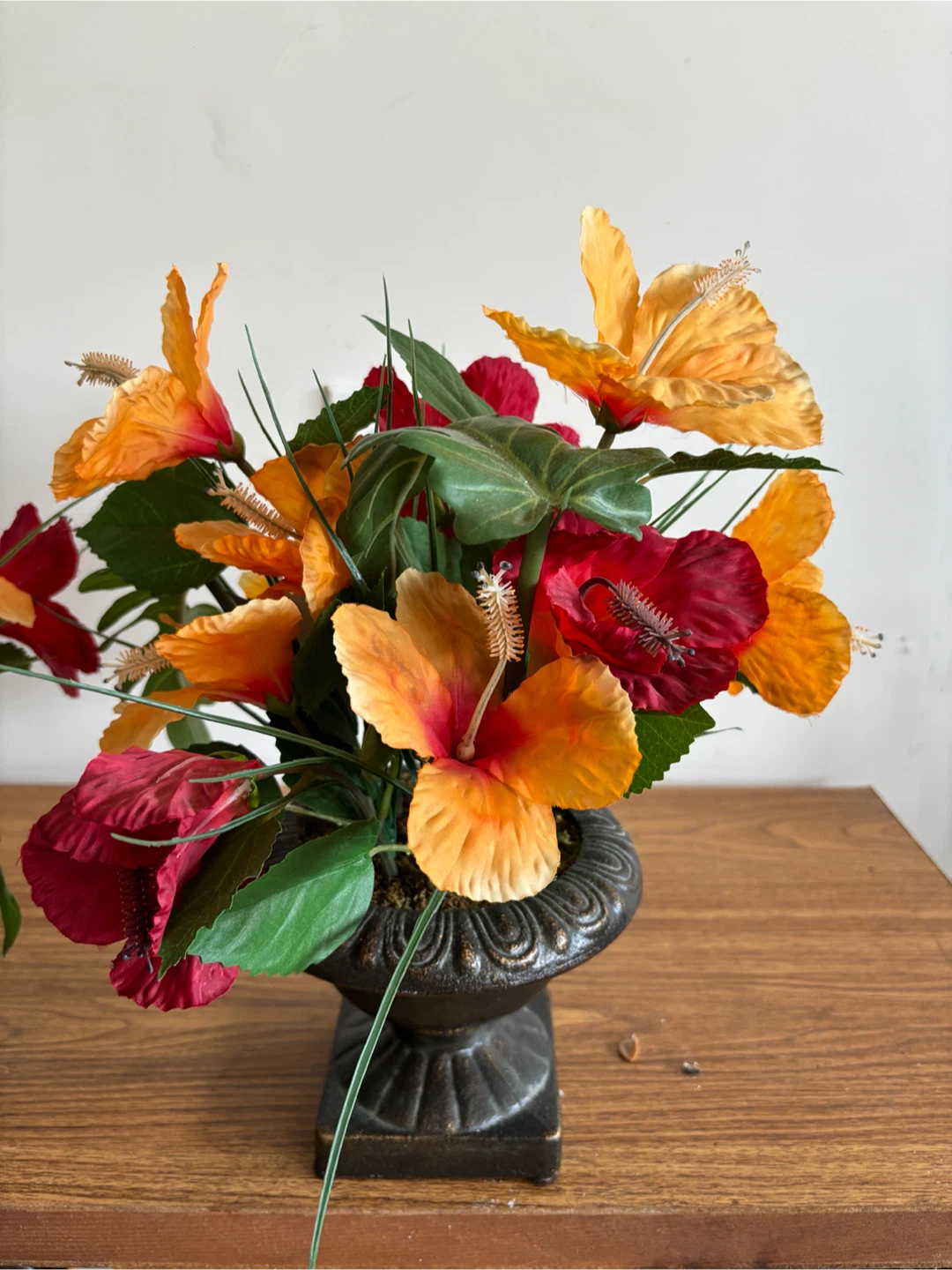 Artificial Hibiscus Flower Arrangement in Urn Vase - photo 2