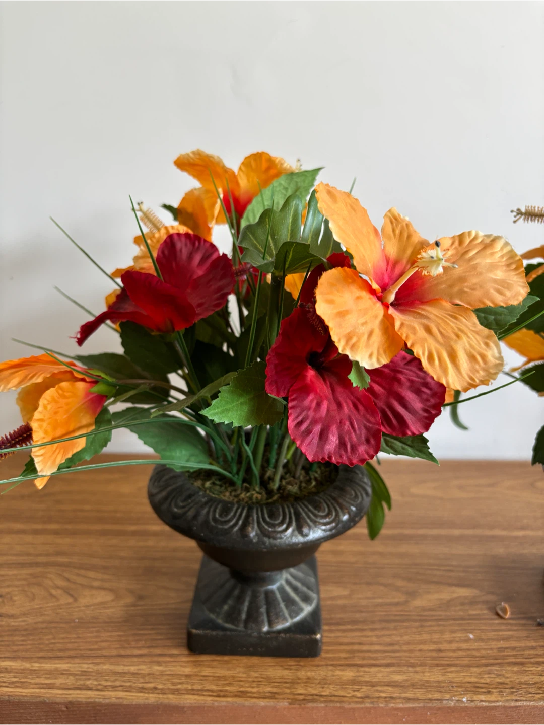 Artificial Hibiscus Flower Arrangement in Urn Vase - photo 3