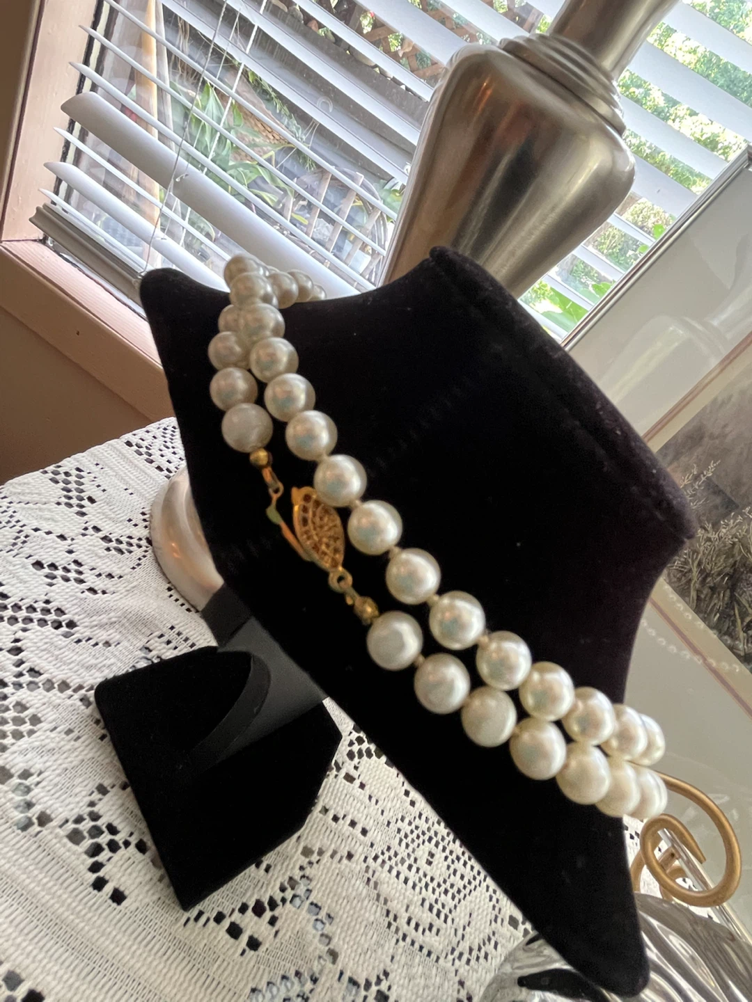 Double Strand Vintage Faux Pearl Necklace, 16 inches long - photo 2