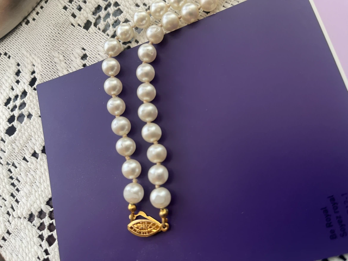 Double Strand Vintage Faux Pearl Necklace, 16 inches long - photo 4