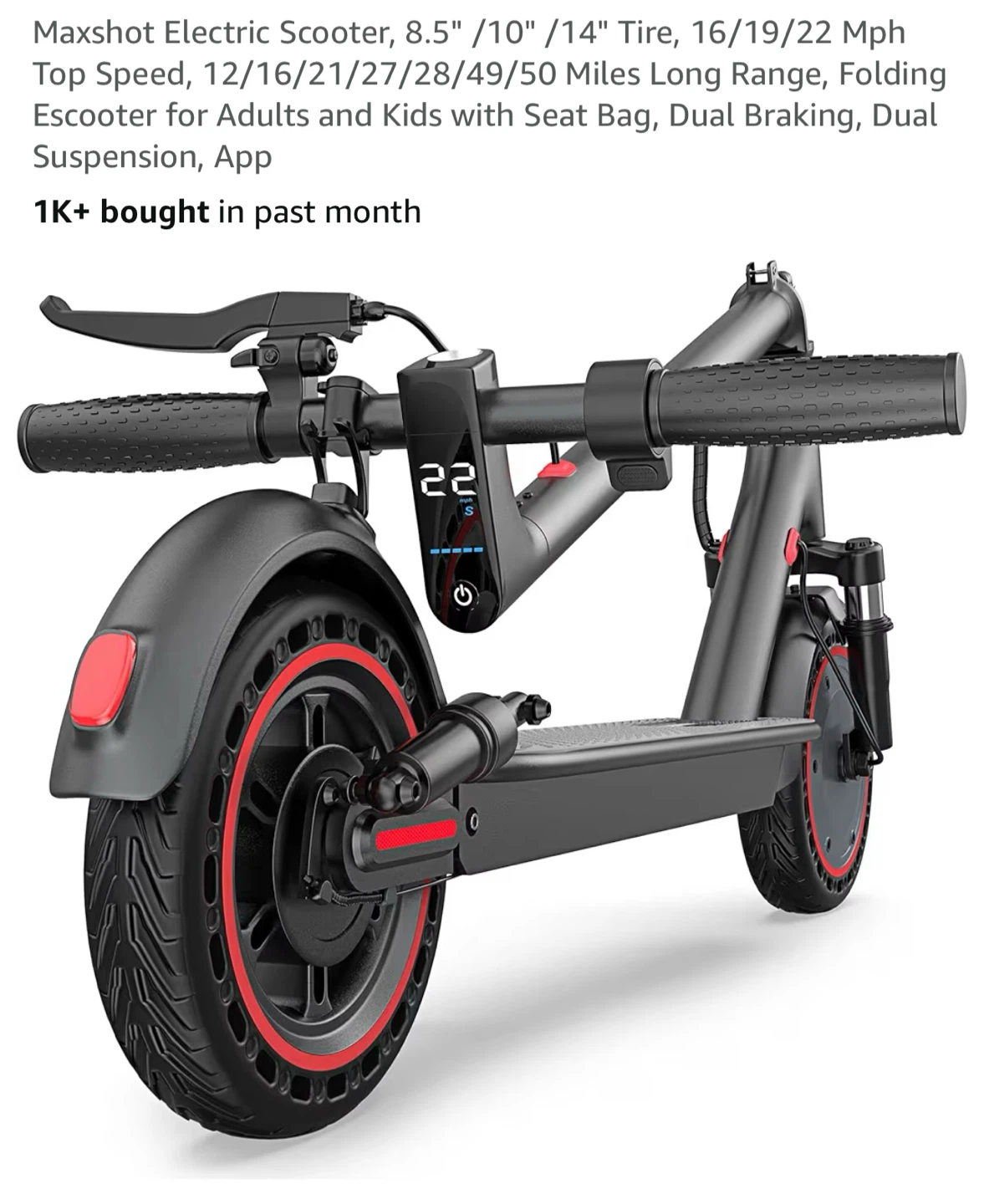 Maxshot Electric Scooter - 500W Motor, 22 Mph