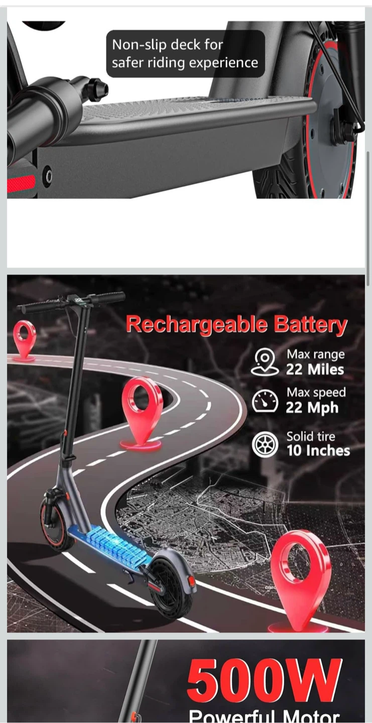 Maxshot Electric Scooter - 500W Motor, 22 Mph - photo 4