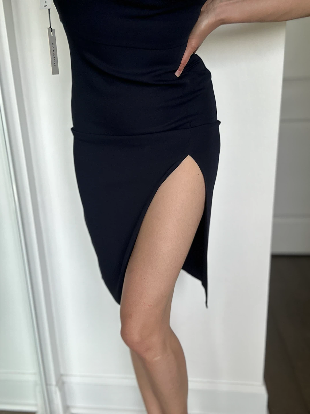 Babaton Navy Blue "90s Slit" Dress