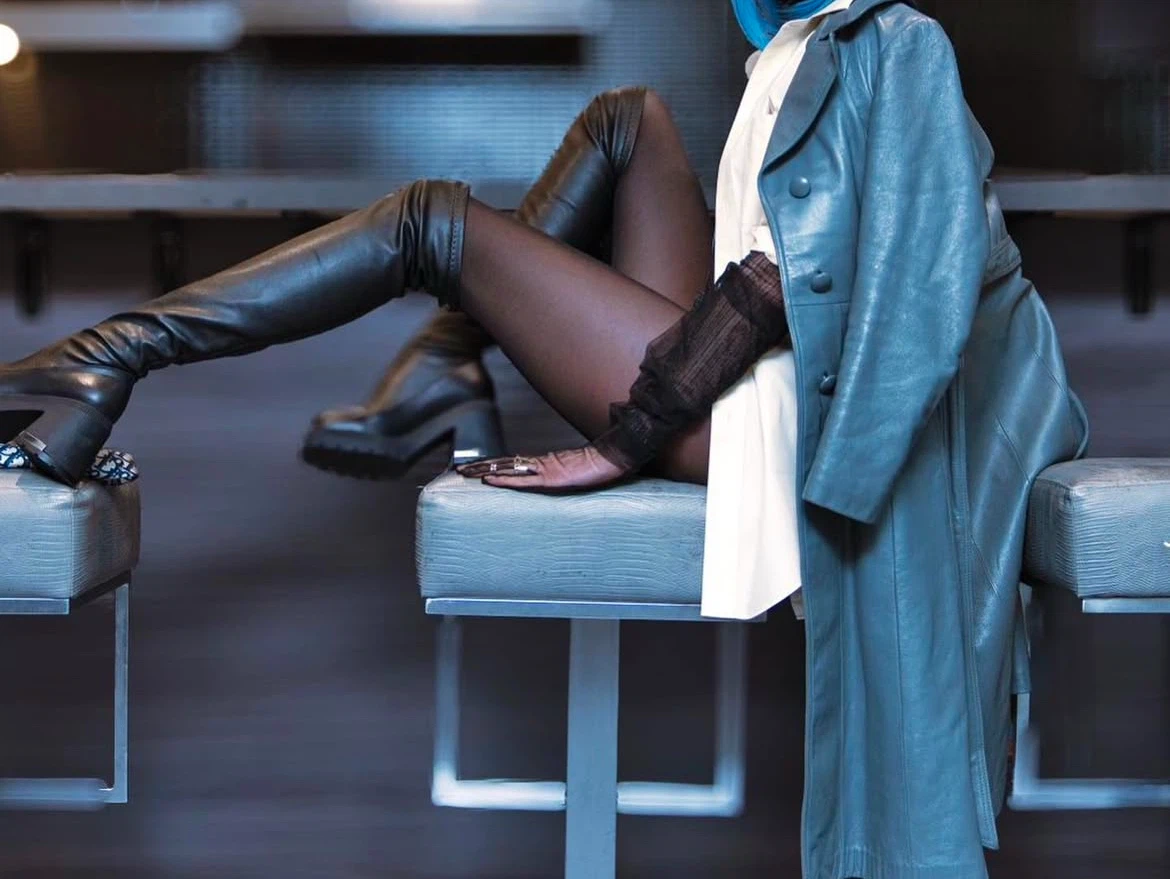 Black Leather Over-the-Knee Boots - photo 4