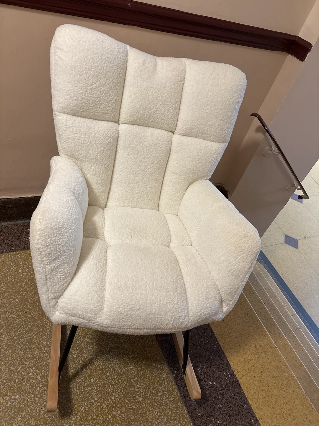 White Teddy Fabric Rocking Chair