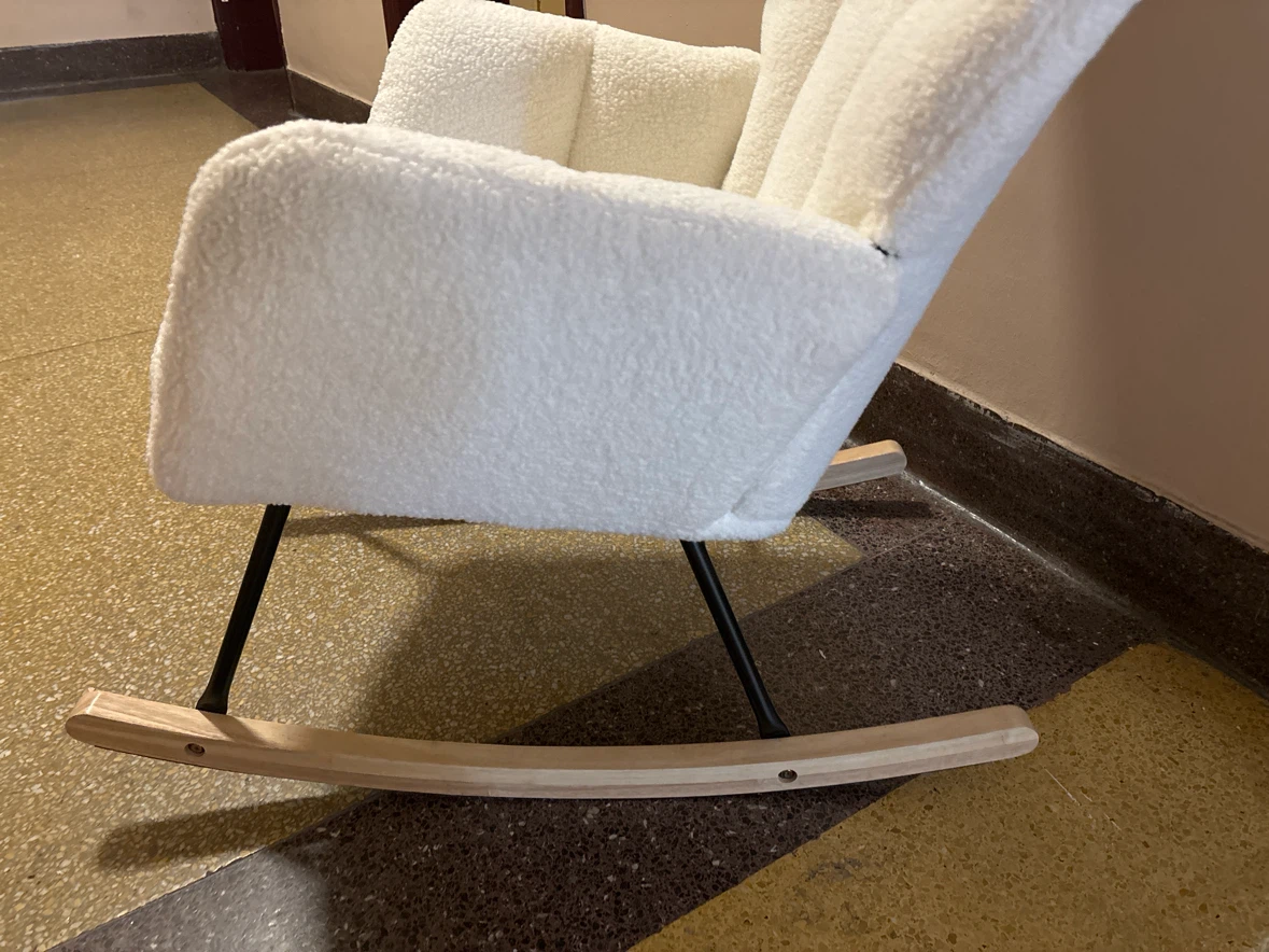 White Teddy Fabric Rocking Chair - photo 3
